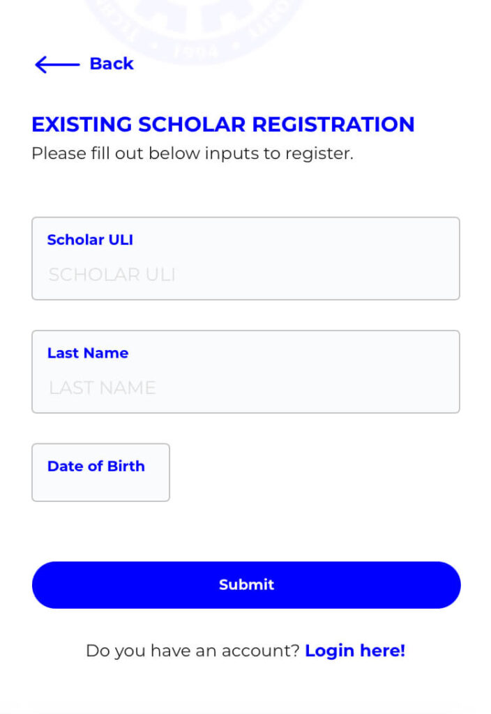 BSRS TESDA existing scholar registation